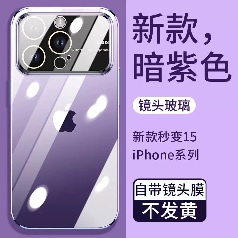 Ins high-end large window lens film is suitable for iPhone14pro Apple 13 mobile phone case 14ProMax new 11 transparent 12 men and women 13promax couple 14plus magnetic suction anti-fall cover