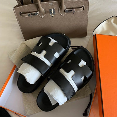 Ugly cute shoes second uncle shoes thick-soled one-word sandals and slippers women's summer outerwear muffin beach one-word slippers with Velcro
