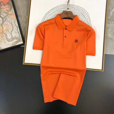 Embroidered letters POLO shirt men's short-sleeved summer European trend slim-fit casual lapel Paul T-shirt men's half-sleeve