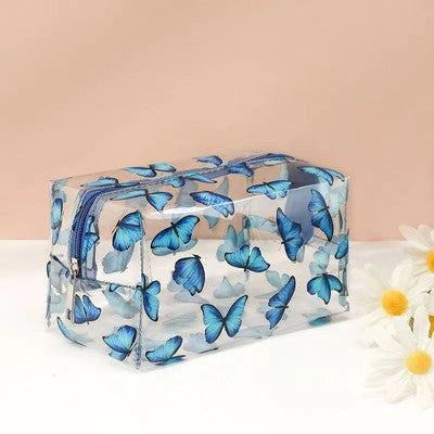 Large-capacity ins Hyuna flower fashion transparent waterproof cosmetic bag female portable girl storage travel wash bag