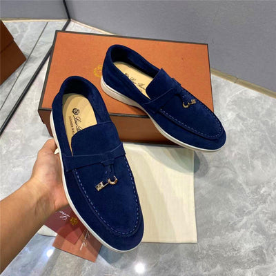 LP New Loafers Women's Slip-on Shoes Cow Suede Sleeve Couple Shoes Comfortable and Versatile Flat Lazy Shoes