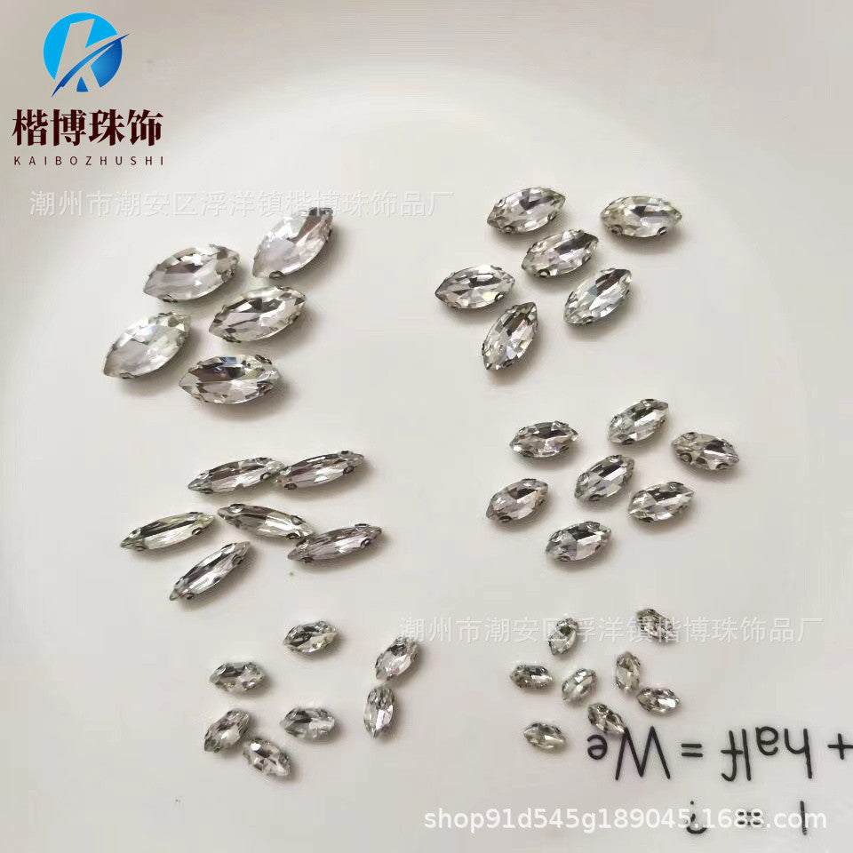 Direct supply wholesale AAA grade horse eye D ear claw drill glass rhinestone super A hand-stitched drill DIY clothing wedding accessories accessories