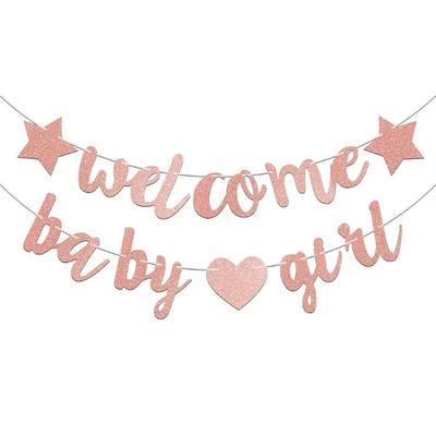 Baby shower decoration pull flag baby shower background layout banner Welcome Baby Girl Boy