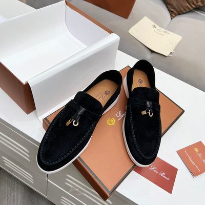 LP loafers for men and women slip on buckskin lazy shoes British style retro small leather shoes peas shoes sheepskin flat shoes