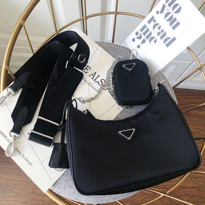 2020 new style second-hand hobo underarm bag three-in-one women's bag nylon trendy pleated chain shoulder crossbody handbag