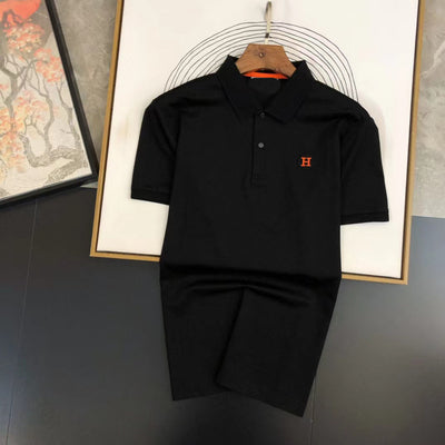 Embroidered letters POLO shirt men's short-sleeved summer European trend slim-fit casual lapel Paul T-shirt men's half-sleeve