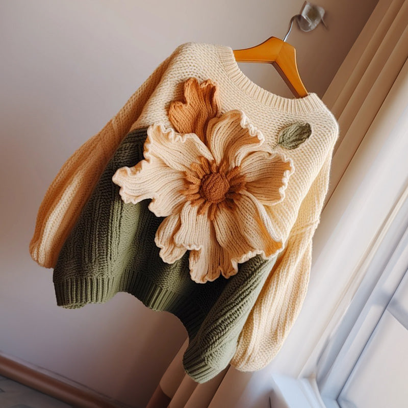 The brand counter has withdrawn women's clothing, this year's popular beautiful knitted sweater, loose and lazy apricot flower sweater jacket for women