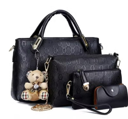 2023 new women's bag embossed bear four-piece set mother-in-law bag Korean style trendy fashion shoulder handbag factory direct sales