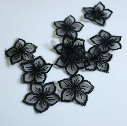 10pc DIY fashion organza flower Patches for clothing Embroidery floral patches for bags decorative parches applique sewing craft