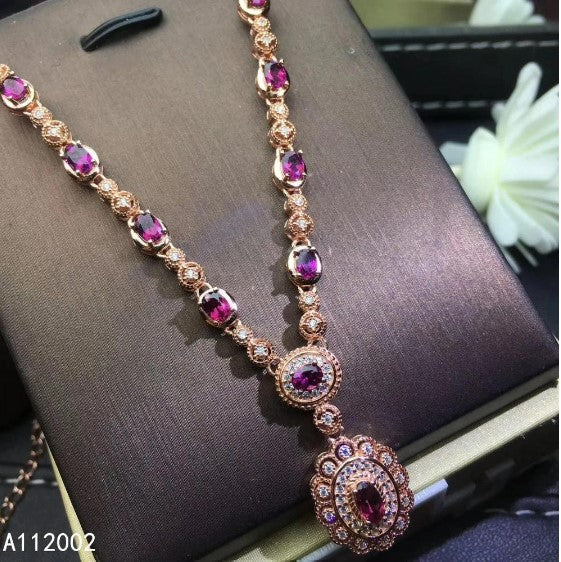 KJJEAXCMY fine jewelry natural garnet 925 sterling silver new women pendant necklace chain support test popular hot selling