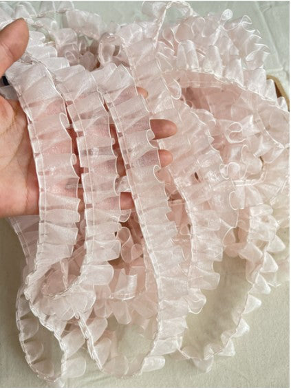 25mm Crafts Chiffon Solid Pleated Lace Trim Ribbon DIY Dress Garment Wedding Sewing Accessories