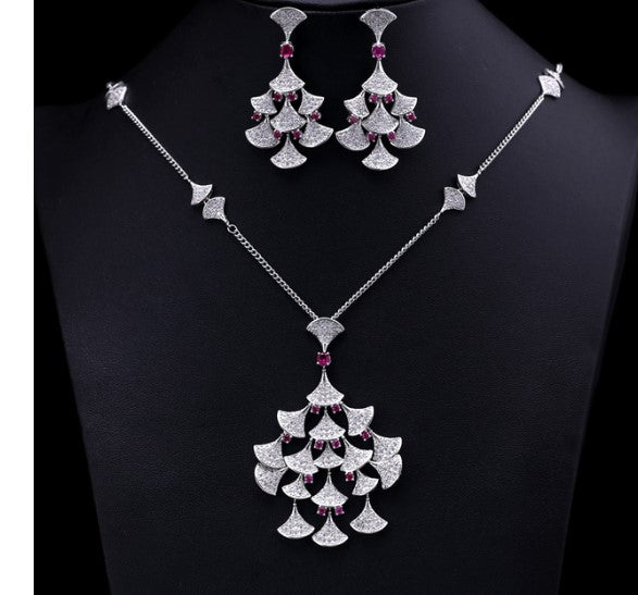 Janekelly Select Fashion AAA Cubic Zircon Flower Wedding Bridal Jewelry Sets ,Earrings /Necklace,Factory Price