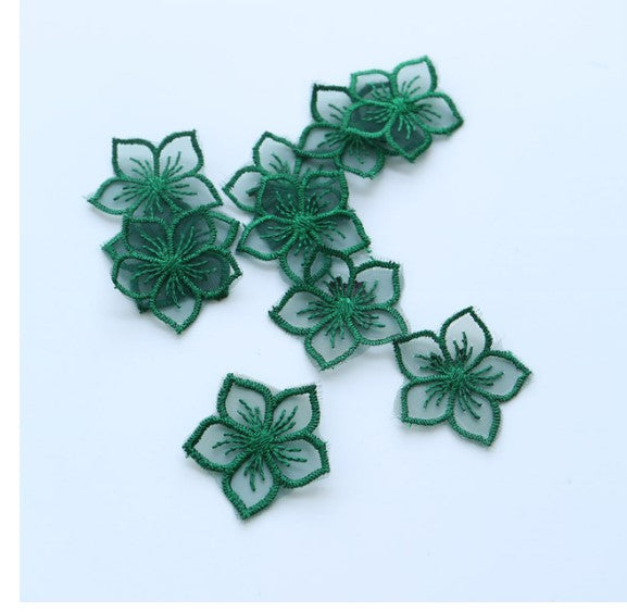 10pc DIY fashion organza flower Patches for clothing Embroidery floral patches for bags decorative parches applique sewing craft