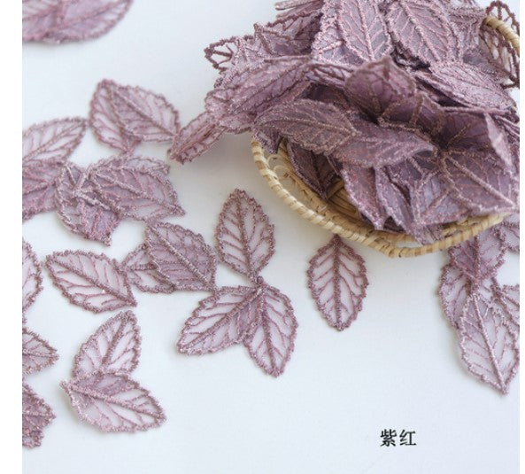 10pcs Golden Sew on Embroidered Leaf Lace Patches for Clothing Leaves Embroidery Applique Para Bags Jeans Sewing Accessories