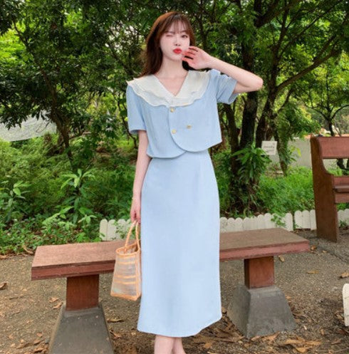 Yujie Xiaoxiangfeng Suit Summer Large Size High-end Street Fashion Cardigan Top Wearing Western Style Fashionable Skirt