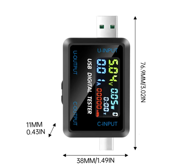 DC 4.5-36V Voltmeter Digital Voltage Current and Capacity Tester Ammeter Detector Power Bank USB Type-C Charger Interface