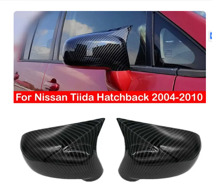 Espelho retrovisor do carro Tampa Lateral, Wing Cap Adesivo, Porta Exterior Rear View Case, Guarnição de carbono, Nissan Tiida Hatchback, 2004-2010