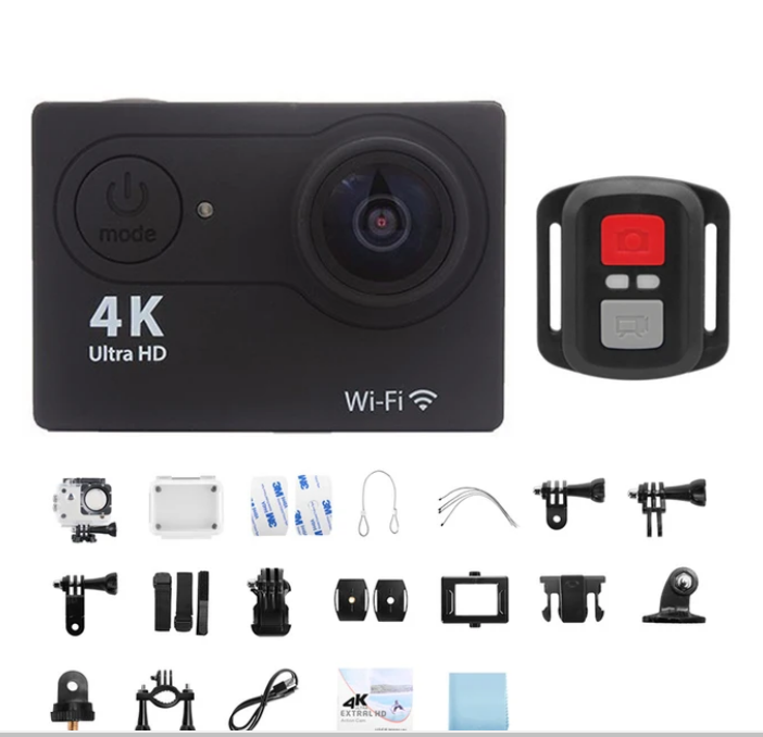 Ultra HD 4K Action Camera 1080P/30FPS WiFi 2.0-inch Screen 170D Waterproof Underwater Helmet GO Recording Mini Sports Camera Pro