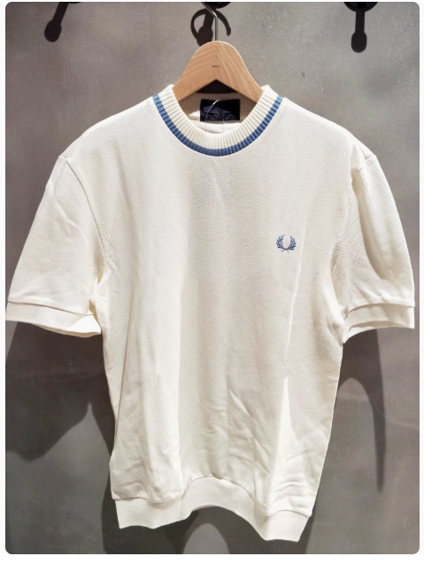 2024 new wheat ear FP small logo embroidery contrast collar loose casual short-sleeved knitted top round neck T-shirt trend