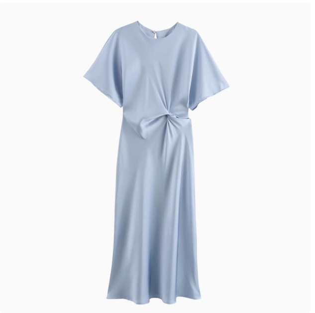 ZAR autumn new women's wear European and American style French design knotted satin texture dress 8372270