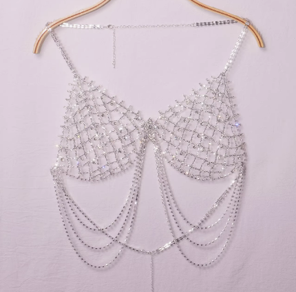 2024 European and American style new nightclub disco equipment diamond hanging neck sexy backless camisole small vest L719