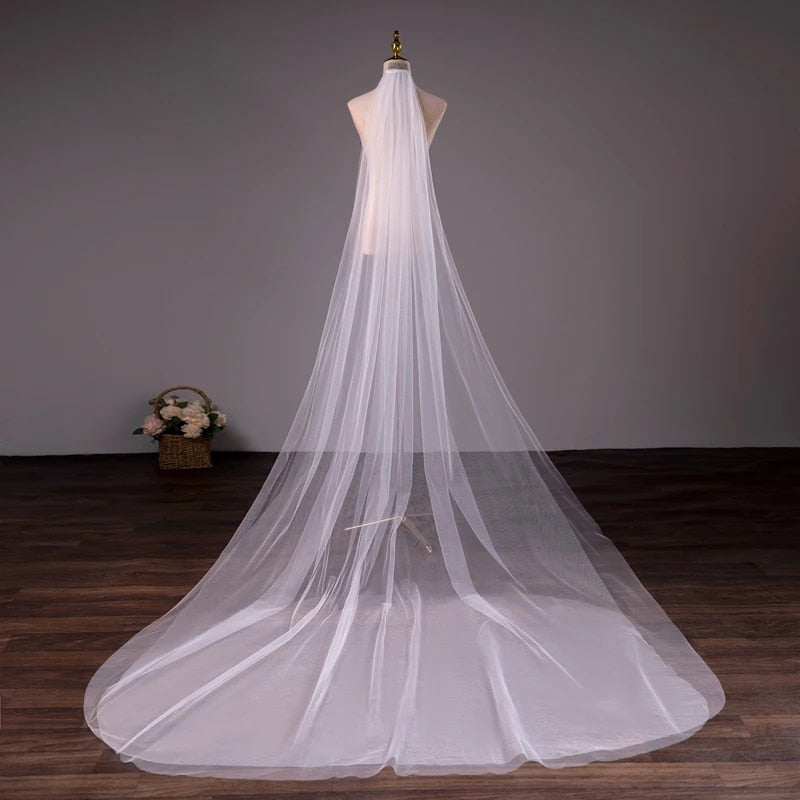 Two Layers Wedding Veil Bride Veil White 3 Meter 5 Meter Long Veu De Novia Brief Veil for Bride with Comb Church Veils