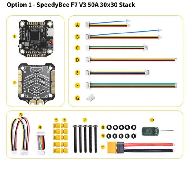 SPEEDYBEE F7 V3 Flight Control Built-in WIFI BLUETOOTH BlackBox / BLHeli32 45A 50A 4in1 ESC STACK For AIR UNIT CADDX HD VTX