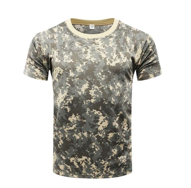 Men Tactical T-shirt Summer Military Camouflage Quick Dry Short Sleeve O Neck T Shirt Army Combat Clothes Hunting Camping Shirt