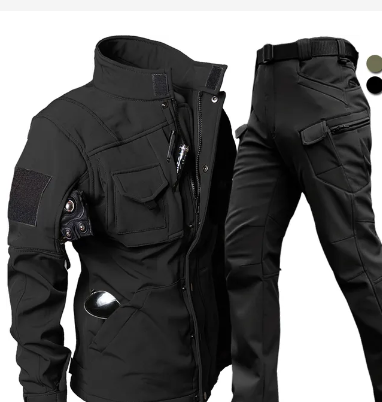 Windproof Waterproof Biker Suit Men Tactical Jacket Pants Sets Winter Shark Skin Military Soft Shell Uniform Warm Fleece Coats