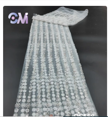 White Dress for Women Vertical line Hot on Sale Series Embroidery Luxury Heavy Beads and Sequins Top Quality Fabric 0FJ