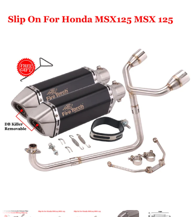 For Honda MSX125 MSX 125 Motorcycle Exhaust Full System Modified Double Hole Escape Moto Muffler 51mm Front Middle Link Pipe