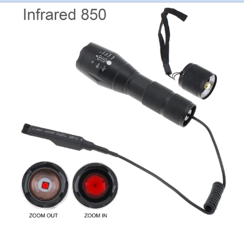 SecurityIng 850nm IR Hunting Flashlight Zoomable 940nm Infrared Tactical Torch Outdoor IR Radiation Night Vision Light