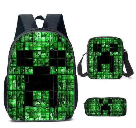 3pcs MINECRAFT Backpack Primary Burden Alleviation Boys Girls School Bags Lightweight Cartoon Students Schoolbag Kids Satchels