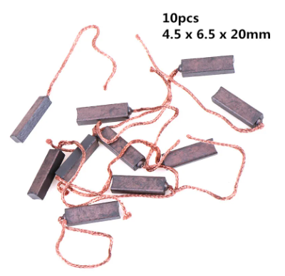 10Pcs New Carbon Brushes Wire Leads Generator Generic Electric Motor Brush Replacement 4.5 x 6.5 x 20mm