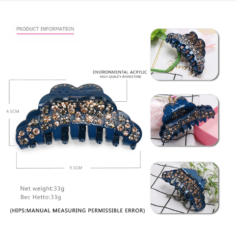 High Quality Rhinestone Acrylic Hair Accessories Hair Claw For Women Fashion Wedding Hair Claw Clips