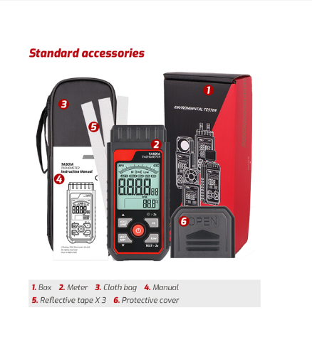 Handheld Digital Tachometer 2.5-99999RPM Non-contact Laser Rotation Speed Meter Memory Function for Motors Fans Washing Machine