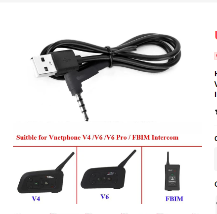 Helmet Intercom Accessories USB Charging Cable For EJEAS Vnetphone V6 V4 V4C V6C V6 Pro FBIM Motorcycle Helmet Intercom Headset