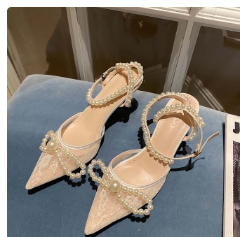 European and American New Mesh Pearl Baotou Thin Heeled Sandals Pointed Bow High Heels Women