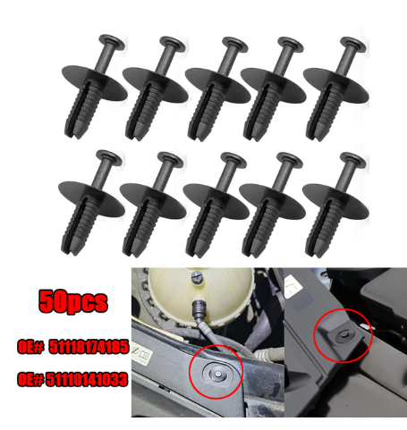 50Pcs BMW Expanding Rivets Plastic Trim Clips for Bumpers Sills Skirts Covers 51118174185 51110141033