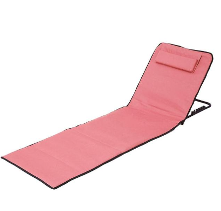 Outdoor Folding Beach Lounge Lightweight Portable Beach Reclining Chair With Pillow Camping Back Chair Foldable Picnic Lounge