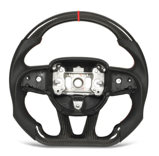Dry Carbon Fiber Steering Wheel Perforated Leather Replacement for Dodge HELLCAT 2015 2016-2022