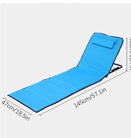 Outdoor Folding Beach Lounge Lightweight Portable Beach Reclining Chair With Pillow Camping Back Chair Foldable Picnic Lounge