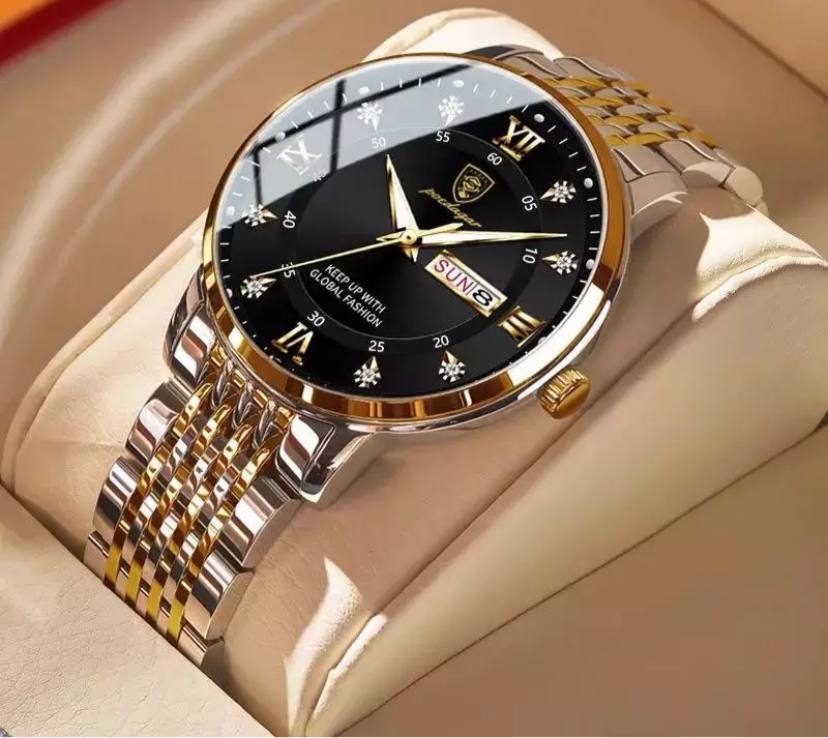 POEDAGAR New Casual Sport Chronograph Men's Watches Stainless Steel Band Wristwatch Big Dial Luminous Pointers Quartz Watches