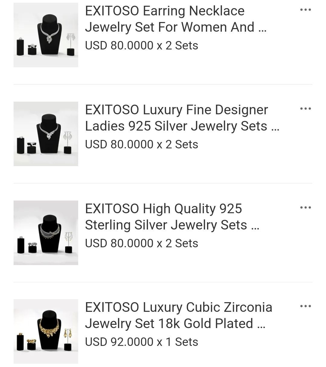 EXITOSO Earring Necklace Jewelry Set For Women And Girls Zircon 925 Silver Fashion Jewelry Set