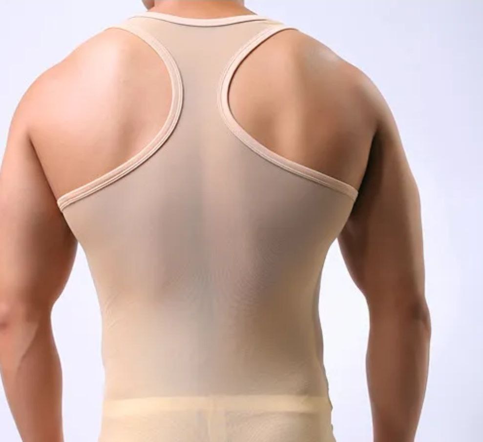 Fully Transparent Ultra-thin Mesh Men Tank Top Breathable Mesh Tank Top Sexy Transparent Tank Top Gays Tight Fitting and Shaping
