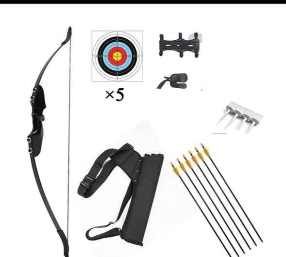 Wooden Handle Recurve Bow M120 Set Outdoor Sports Hunting Shooting Slingshot Bow Package For Adults And Children