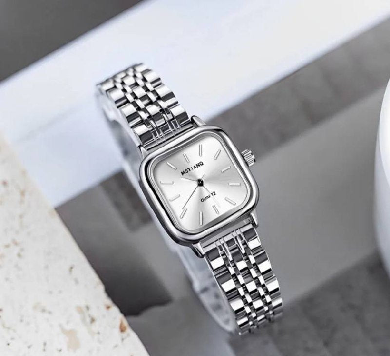 luxury watch for women Fashion Stainless Steel Band Square Watch Elegant Waterproof Ladies Quartz Watch reloi