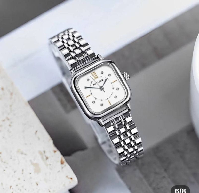 luxury watch for women Fashion Stainless Steel Band Square Watch Elegant Waterproof Ladies Quartz Watch reloi