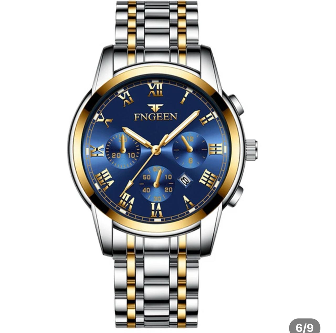 FNGEEN 4006 Mens Automatic Mechanical Watch Casual Stainless Steel Business Watches Male Calendar Waterproof Wristwatches