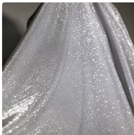 Premium White W/Silver Glitter Sparkle Stretch Tulle Fabric Sold by the Meter